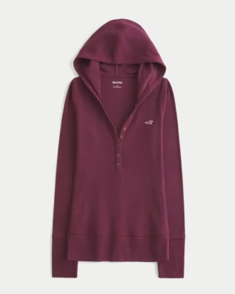 Långärmad hoodie med henleykrage