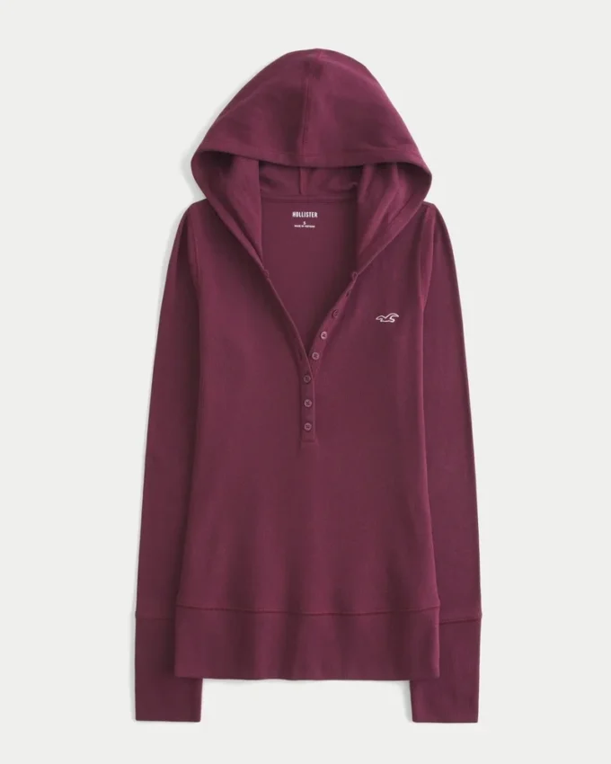 Långärmad hoodie med henleykrage