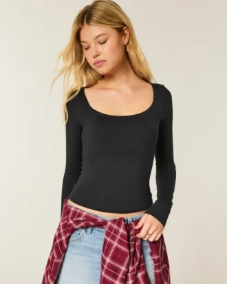 Långärmad, sömlös baby-T-shirt