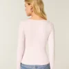Långärmad sömlös baby-T-shirt med fyrkantig halsringning