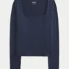 Långärmad sömlös baby-T-shirt med fyrkantig halsringning