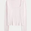 Långärmad sömlös baby-T-shirt med fyrkantig halsringning