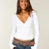 Långärmad sömlös wrap-top
