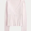 Långärmad sömlös wrap-top