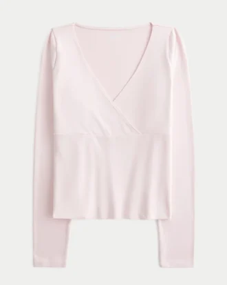 Långärmad sömlös wrap-top