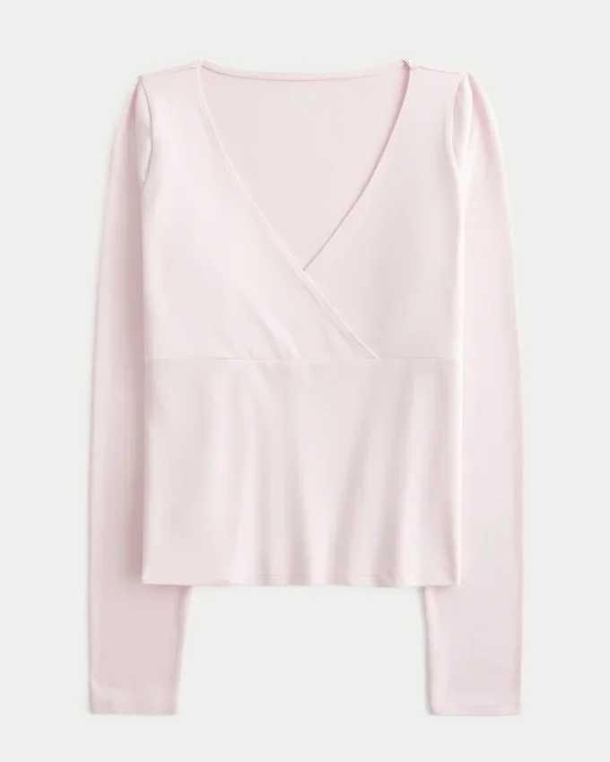 Långärmad sömlös wrap-top