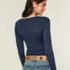 Långärmad sömlös wrap-top