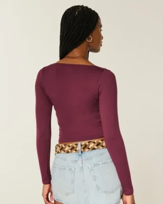Långärmad sömlös wrap-top