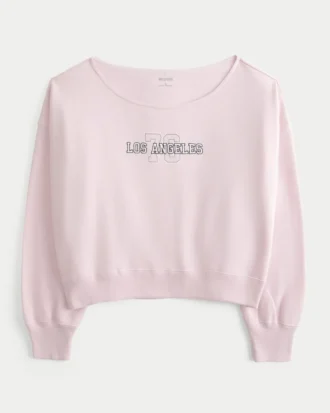 Lätt avtagbar off-shoulder-tröja med Los Angeles-tryck