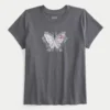Lätt Body-Skimming Butterfly Graphic Tee Lätt Body-Skimming Butterfly Graphic Tee