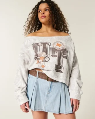 Lätt dubbel axelbar sweatshirt med tryck från University of Texas