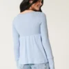 Lätt långärmad babydoll-top i pointelle