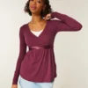 Lätt långärmad babydoll-tröja med omlottfront Lätt långärmad babydoll-tröja med omlottfront