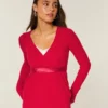Lätt långärmad babydoll-tröja med omlottfront Lätt långärmad babydoll-tröja med omlottfront