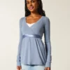 Lätt långärmad babydoll-tröja med omlottfront Lätt långärmad babydoll-tröja med omlottfront