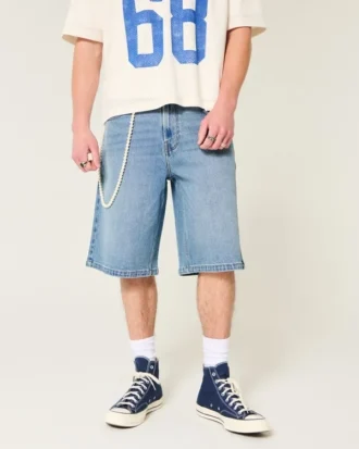 Medellång tvätt under knäet Superbaggy jeansshorts