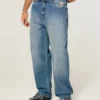 Medium Wash Alien Graphic Baggy Jeans