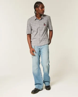 Mediumtvättade avslappnade bootcut-jeans Mediumtvättade avslappnade bootcut-jeans