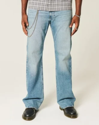 Mediumtvättade avslappnade bootcut-jeans Mediumtvättade avslappnade bootcut-jeans