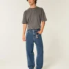 Mediumtvättade baggy jeans med stjärngrafik Mediumtvättade baggy jeans med stjärngrafik