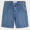 Mediumtvättade baggy jeansshorts Mediumtvättade baggy jeansshorts