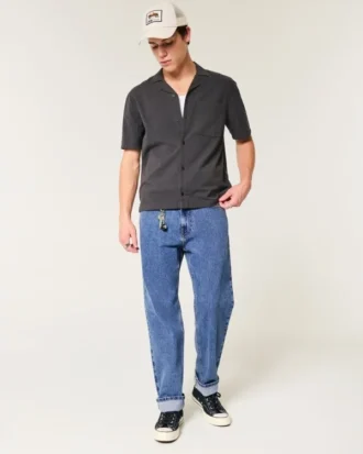 Mediumtvättade lösa jeans