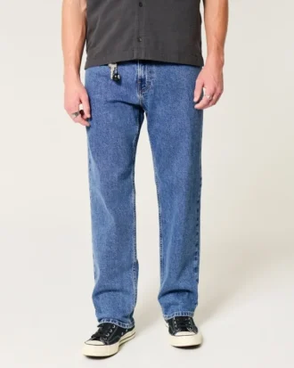 Mediumtvättade lösa jeans