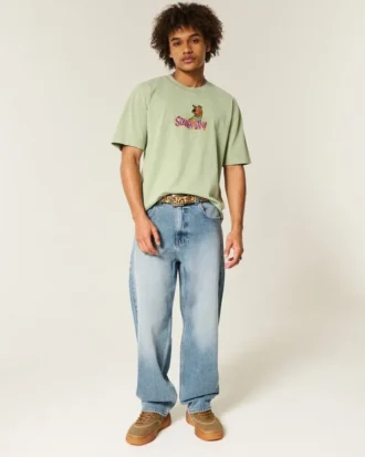 Mediumtvättade skaterbaggyjeans