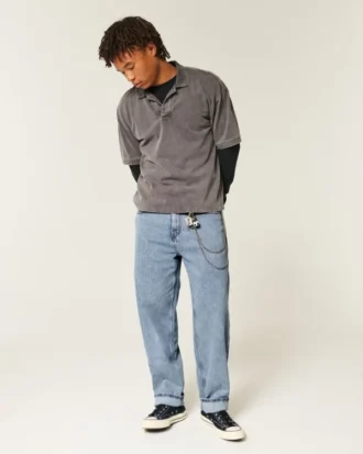 Mediumtvättade skaterbaggyjeans