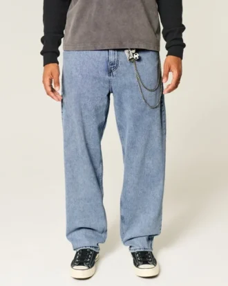 Mediumtvättade skaterbaggyjeans
