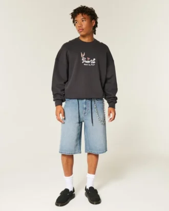 Mediumtvättade superbaggy jeansshorts