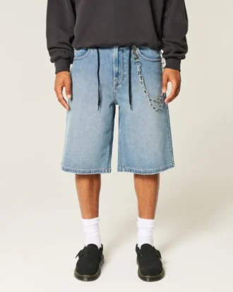 Mediumtvättade superbaggy jeansshorts