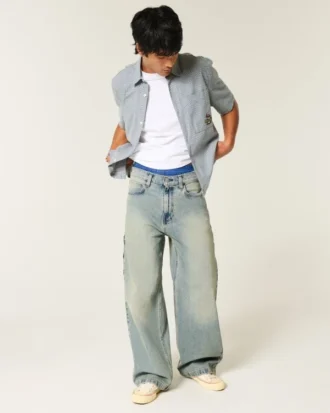 Mediumtvättade superbaggy Painter-jeans