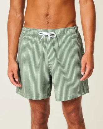 Mid-Thigh Seersucker Volley Swim Shorts