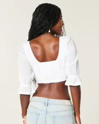 Mini-crop-top med trekvartsärmar