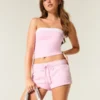 Mini-shorts i fleece med hjärtmotiv