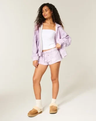 Mini-shorts i kamouflagefleece
