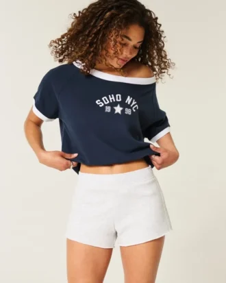 Minishorts i fleece med sidoränder