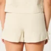 Mjuk shorts i linneblandning med rosett på sidan