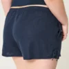 Mjuka shorts i linneblandning med rosett på sidan