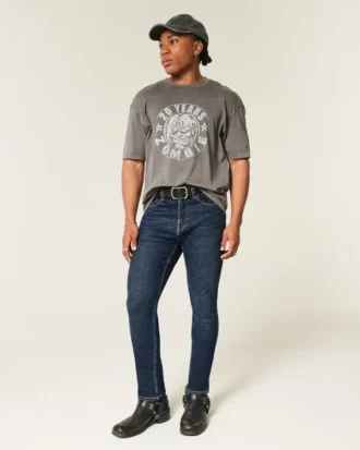 Mörkblå atletiska skinny jeans