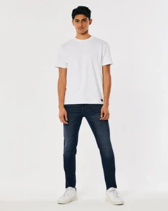 Mörkblå atletiska skinny jeans