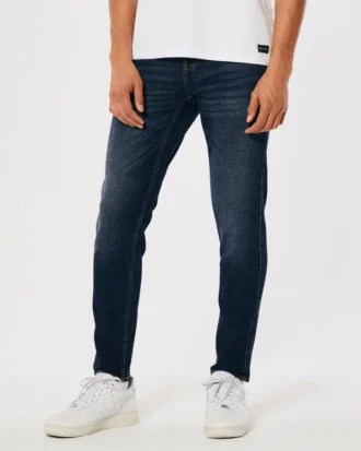 Mörkblå atletiska skinny jeans