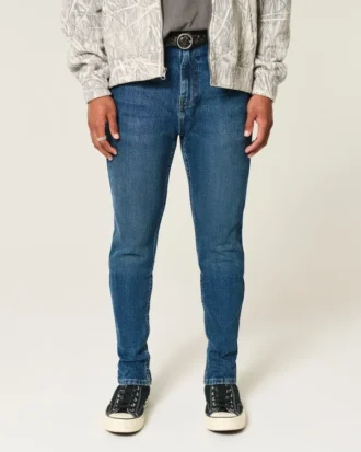 Mörkblå atletiska skinny jeans