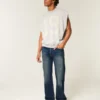 Mörkblå avslappnade bootcut-jeans Mörkblå avslappnade bootcut-jeans