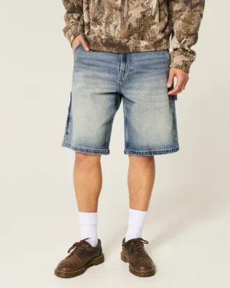 Mörkblå baggy jeansshorts