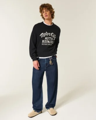 Mörkblå skaterbaggyjeans