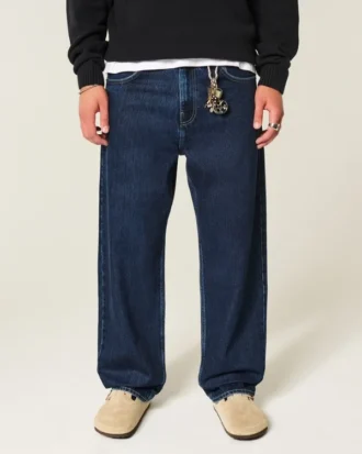 Mörkblå skaterbaggyjeans
