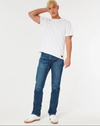Mörkblå slim straight jeans