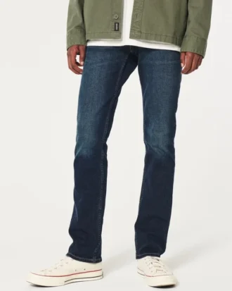 Mörkblå slim straight jeans